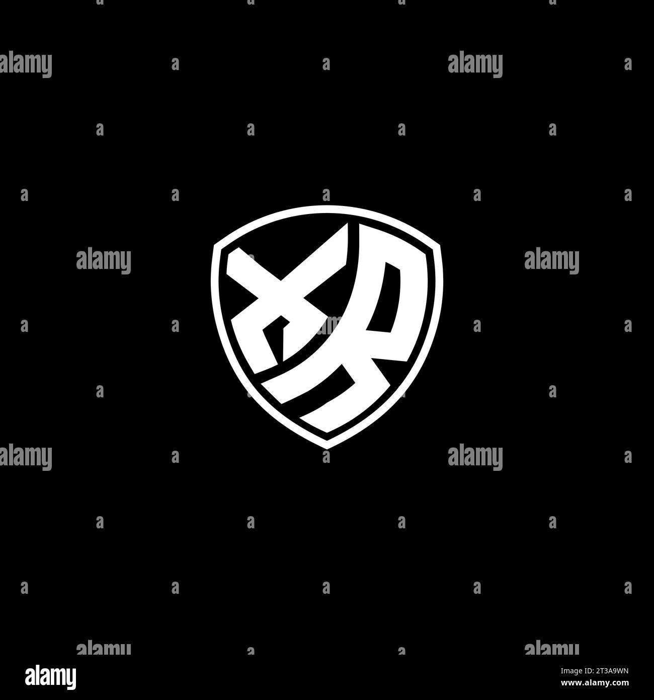 Logo XR monogramma stile emblema con idee di modello per il design della forma dello scudo Illustrazione Vettoriale