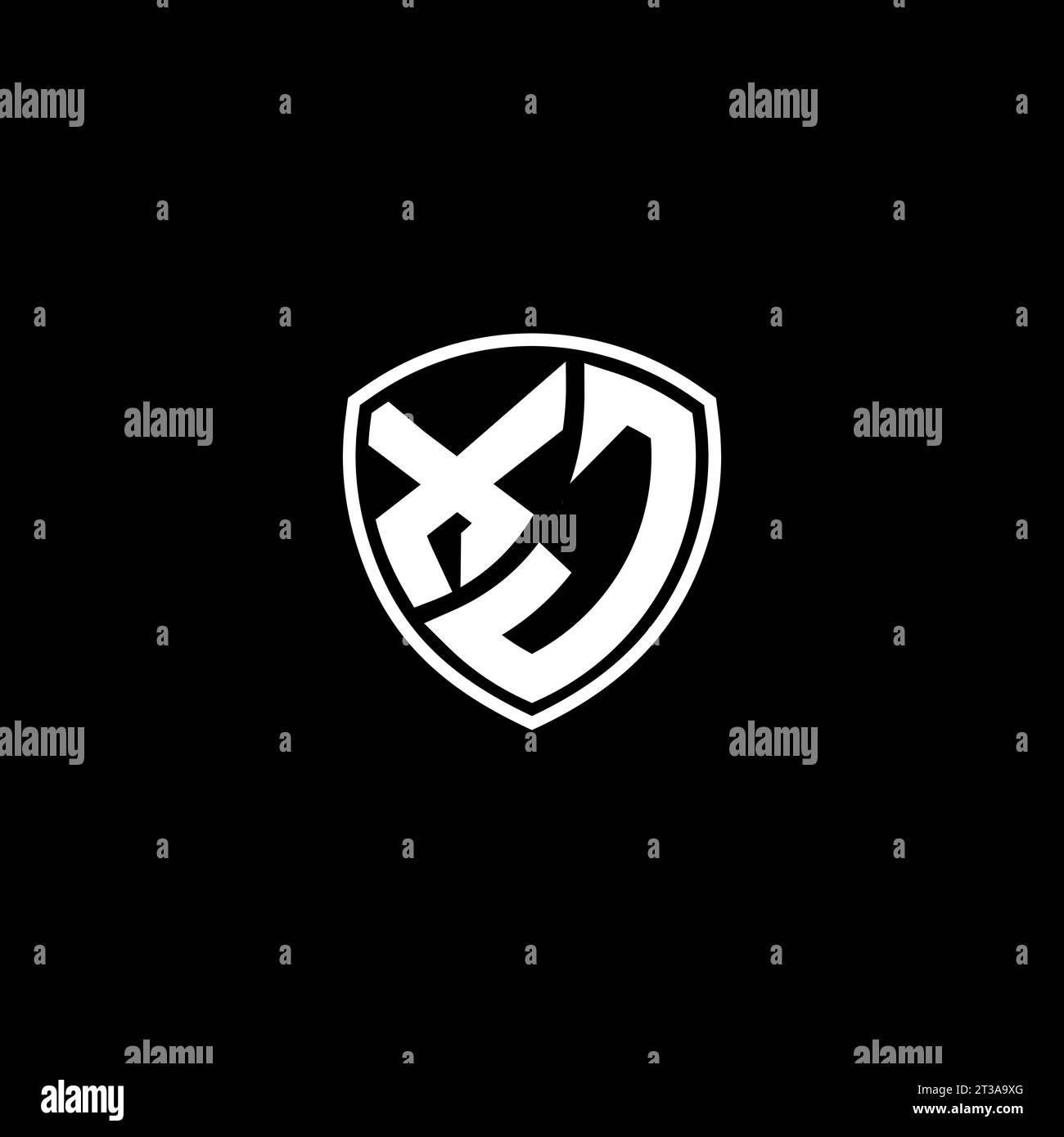 Logo XJ monogramma emblema stile con design a forma di scudo idee modello Illustrazione Vettoriale