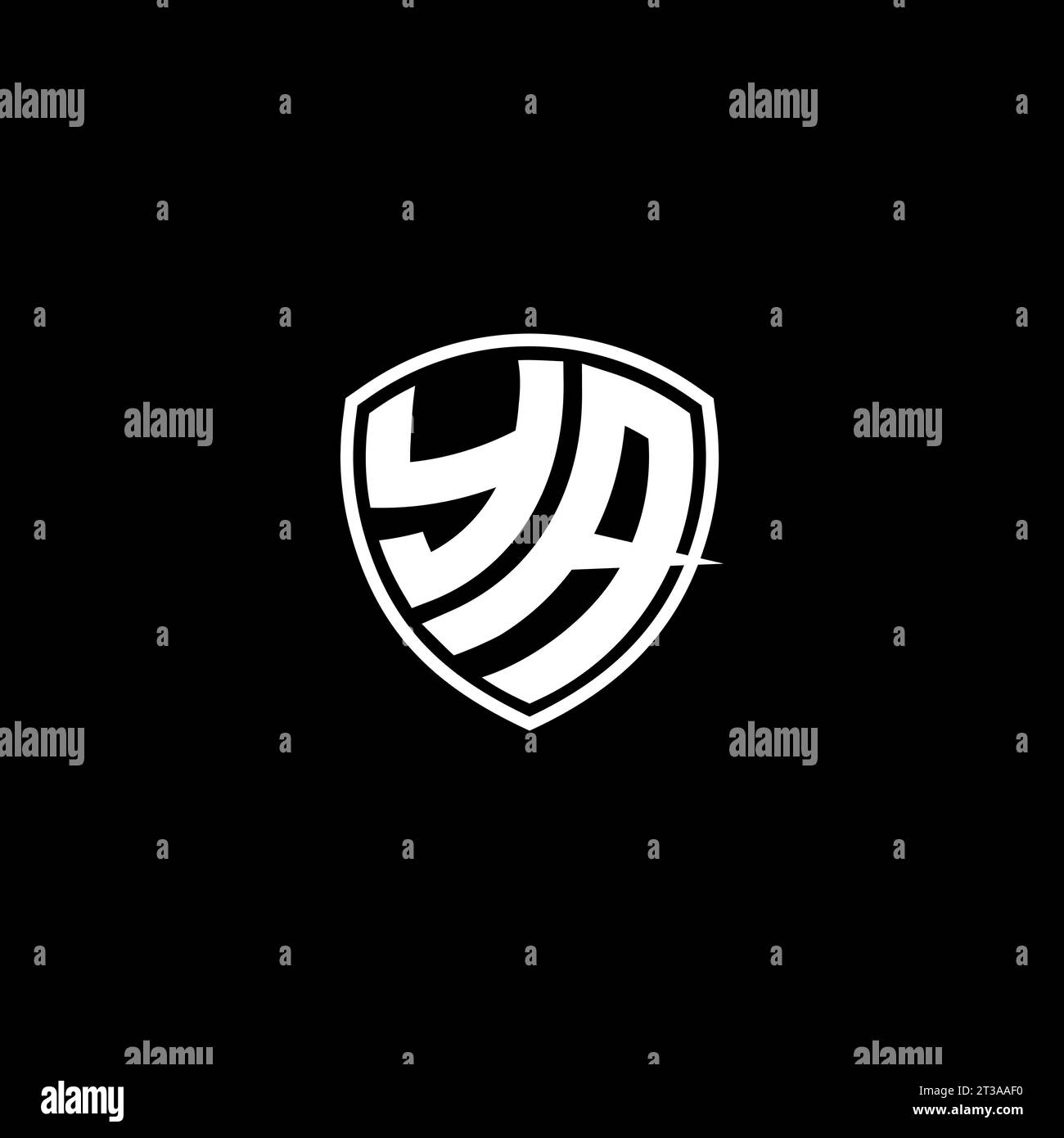 Logo YA monogramma emblema con idee modello di design a forma di scudo Illustrazione Vettoriale