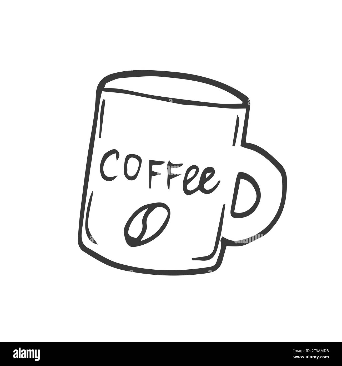 Tazza di bevanda calda disegnata a mano contorno icona doodle. Tazza da caffè con illustrazione di schizzi vettoriali a vapore per stampa, Web, dispositivi mobili e infografiche isolate Illustrazione Vettoriale