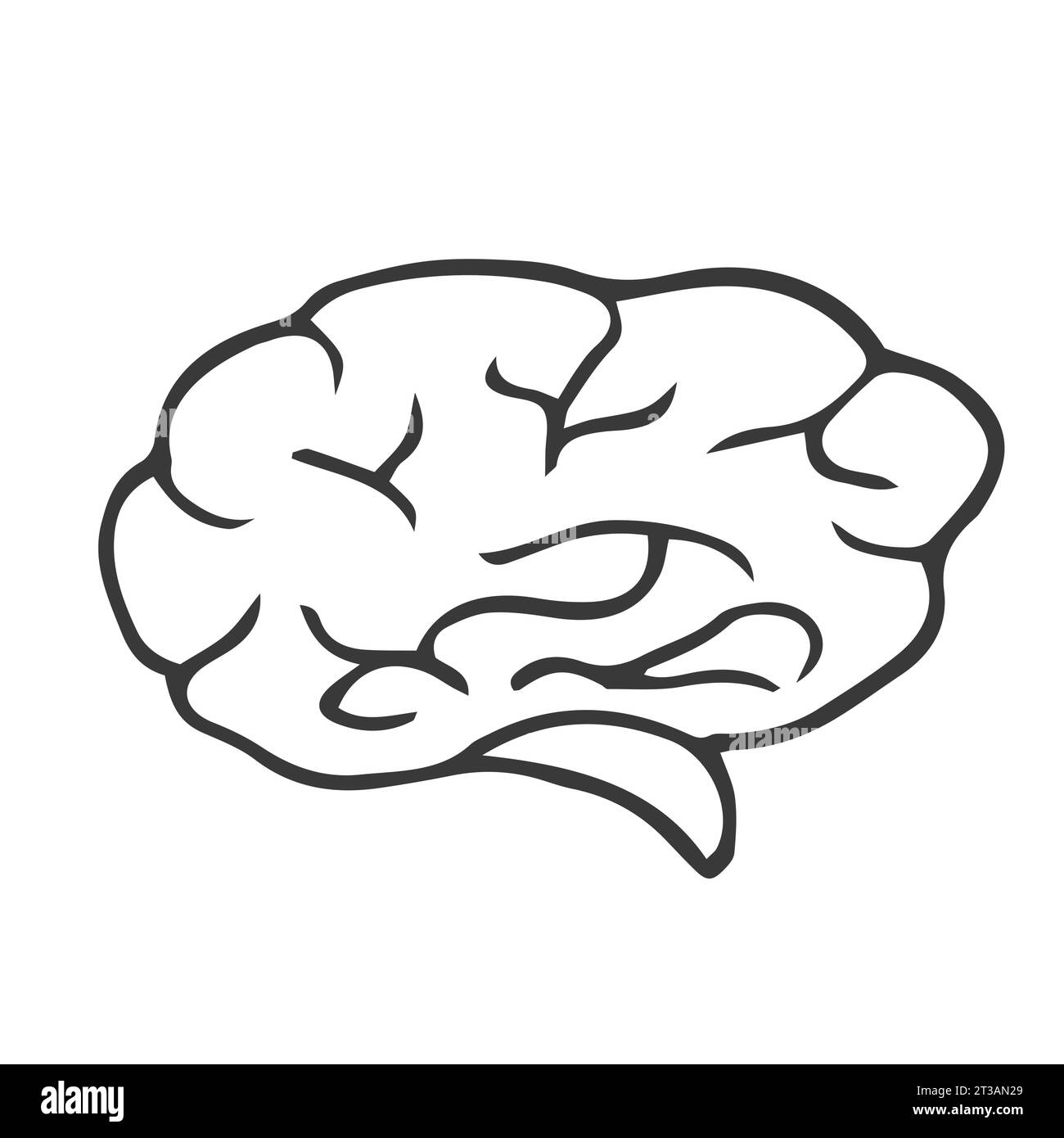 illustrazione dell'icona del cervello a forma di doodle disegnata a mano Illustrazione Vettoriale