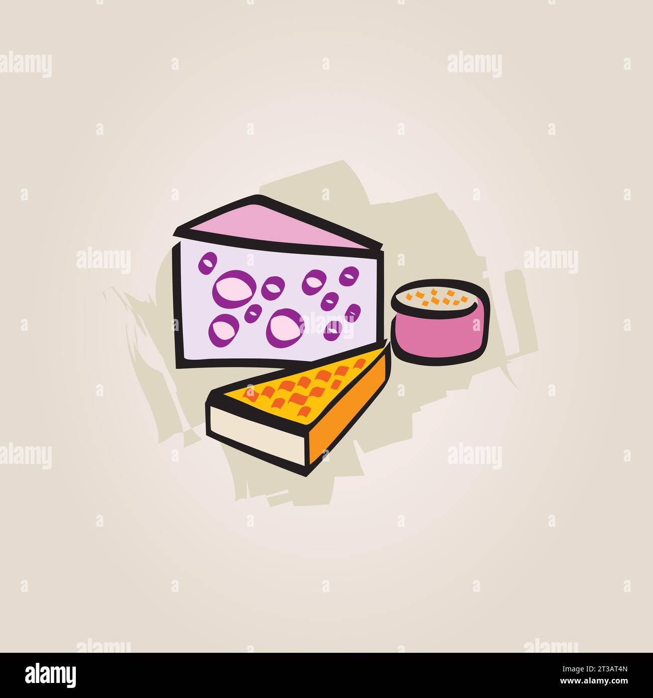 Illustrazione del cibo - Pane carne di pane salsiccia di grano Eat illustrazione digitale immagine disegnata a mano Vector croccante giallo Illustrazione Vettoriale