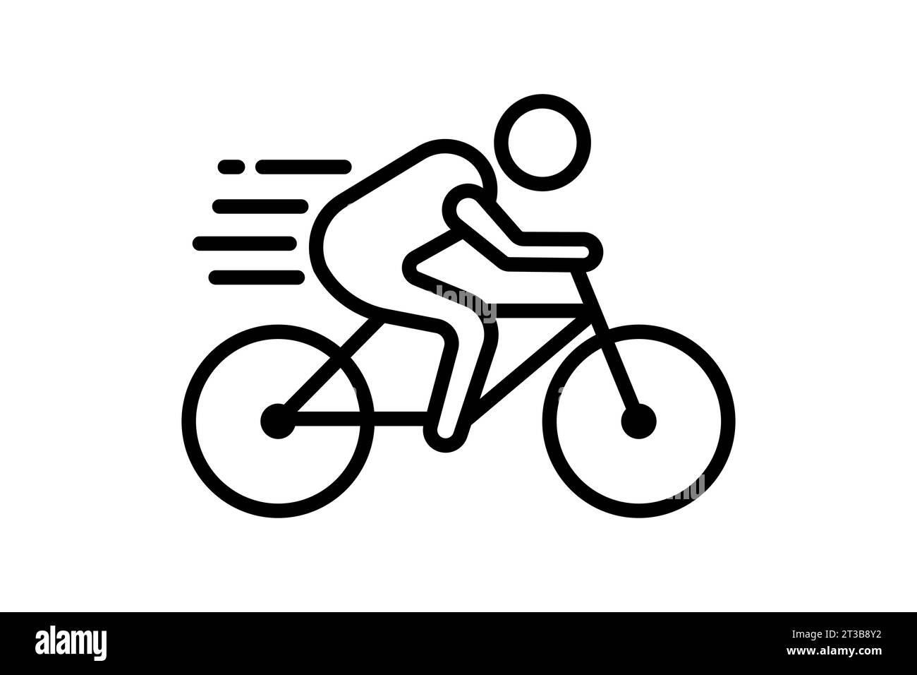 icona ciclista. ciclista in movimento. icona relativa a velocità, sport. adatto per siti web, app, interfacce utente, stampabili, ecc. Stile icona linea. Veicolo semplice Illustrazione Vettoriale