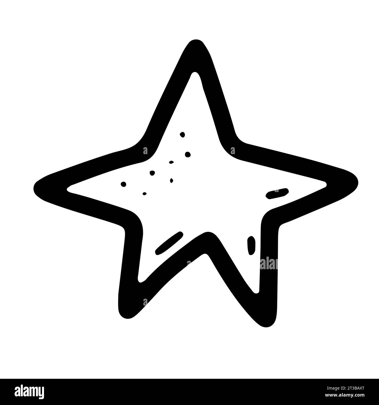 Space Doodle Star. Asteroide disegnato a mano isolato su sfondo bianco. Oggetto astronomico. Meteorite dell'universo, segno di cometa. Astronomia, astrologia, cosmo Illustrazione Vettoriale