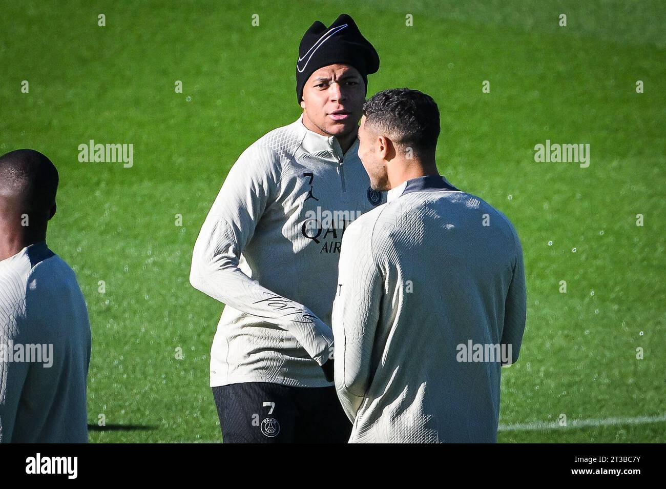 Kylian MBAPPE del PSG durante l'allenamento della squadra Paris Saint-Germain davanti a UEFA Champions League, gruppo F partita di calcio tra Paris Saint Germain e AC Milan il 24 ottobre 2023 al Campus PSG di Poissy, in Francia Foto Stock