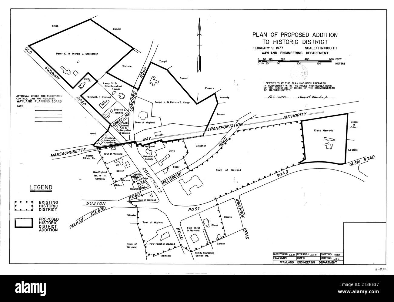 Plan of Proposed Addition to Historic District, 9 febbraio 1977 Foto Stock