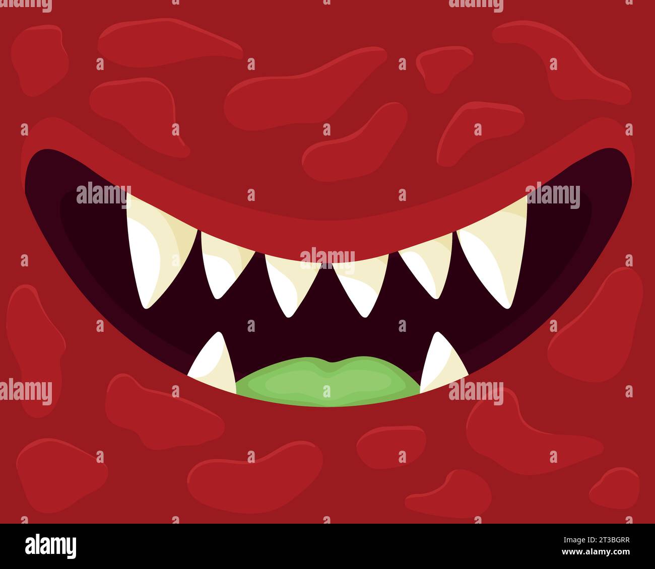 Cartoni animati che sorride la bocca del mostro con le zanne. Denti dei mostri. Illustrazione vettoriale Illustrazione Vettoriale