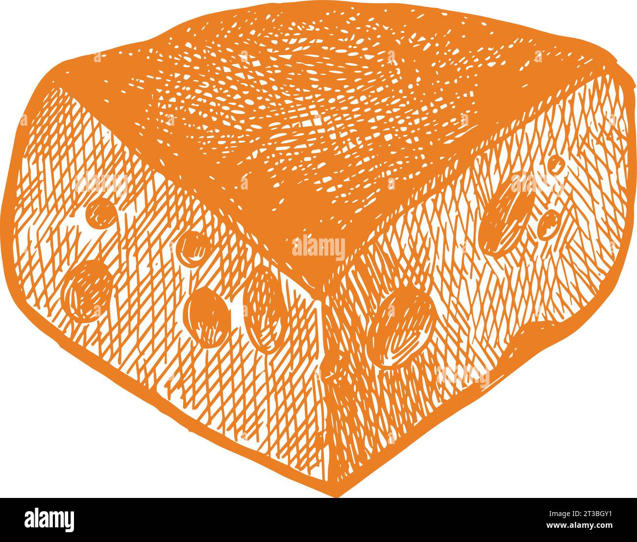 Acquerello formaggio svizzero triangolo emmental formaggio con fori. Deliziosa illustrazione disegnata a mano su sfondo bianco. Perfetto Illustrazione Vettoriale