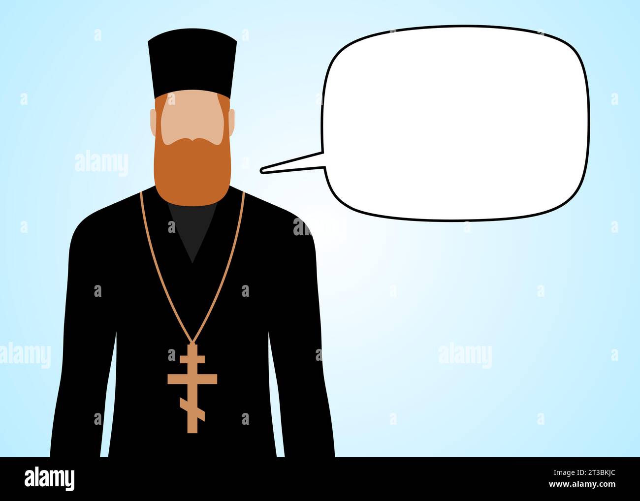 Sacerdote cristiano ortodosso con bolla di discorso vuota, illustrazione vettoriale. Illustrazione Vettoriale
