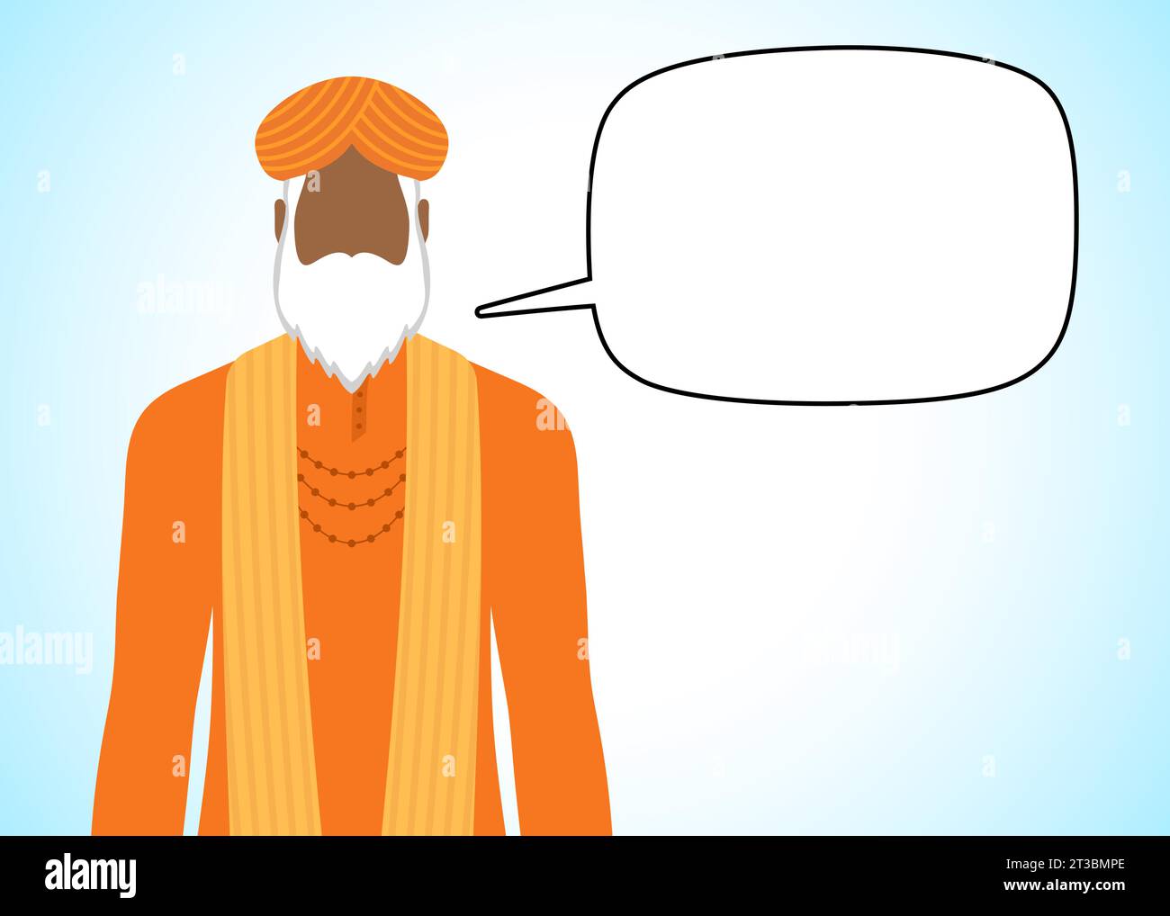 Leader religioso indù con bolla vocale vuota, illustrazione vettoriale. Illustrazione Vettoriale