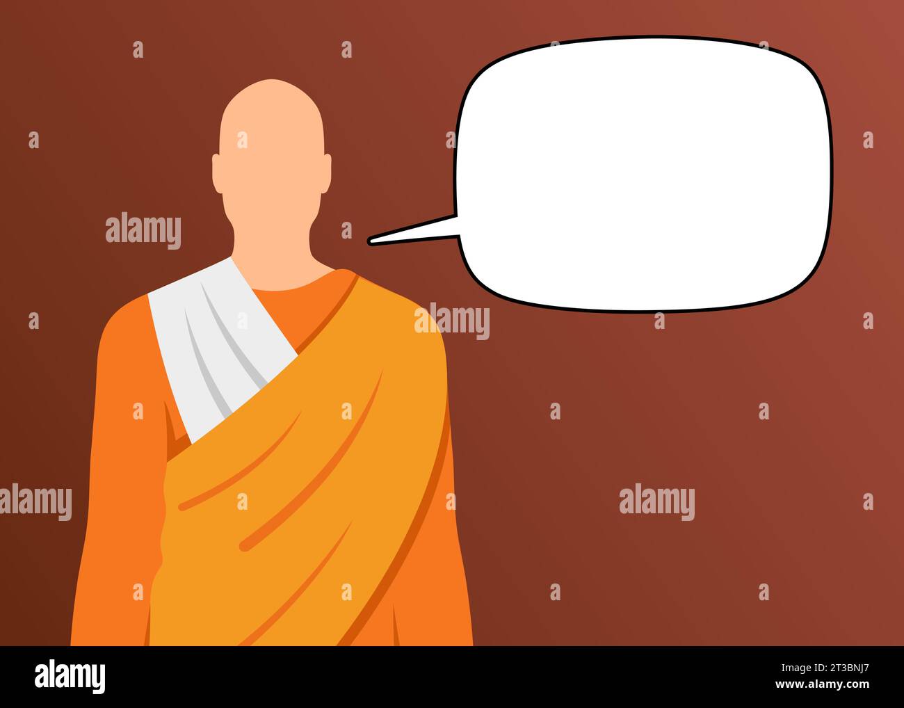 Guru buddista con bolla vocale vuota, illustrazione vettoriale. Illustrazione Vettoriale