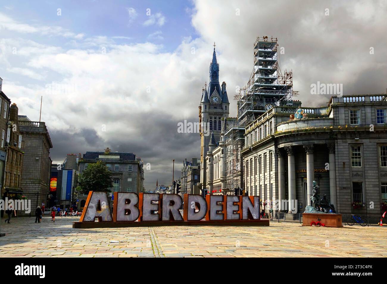 Insegna di Aberdeen in Marischal Square Castlegate ad Aberdeen Scozia Isole britanniche Regno Unito Foto Stock