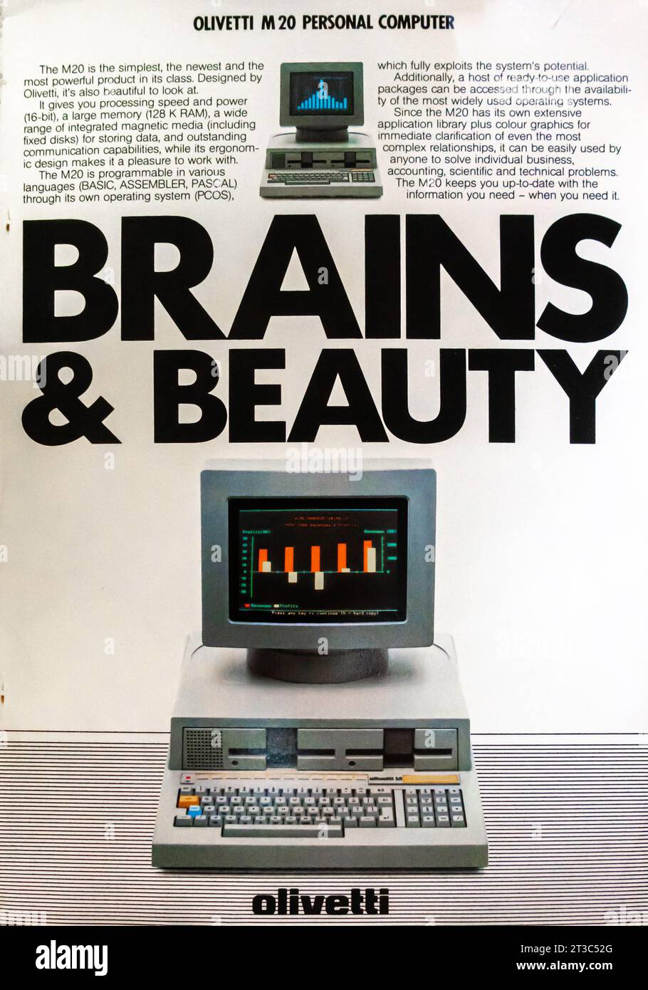 1983 Olivetti M20 Personal computer ad "Brains and Beauty" Foto Stock