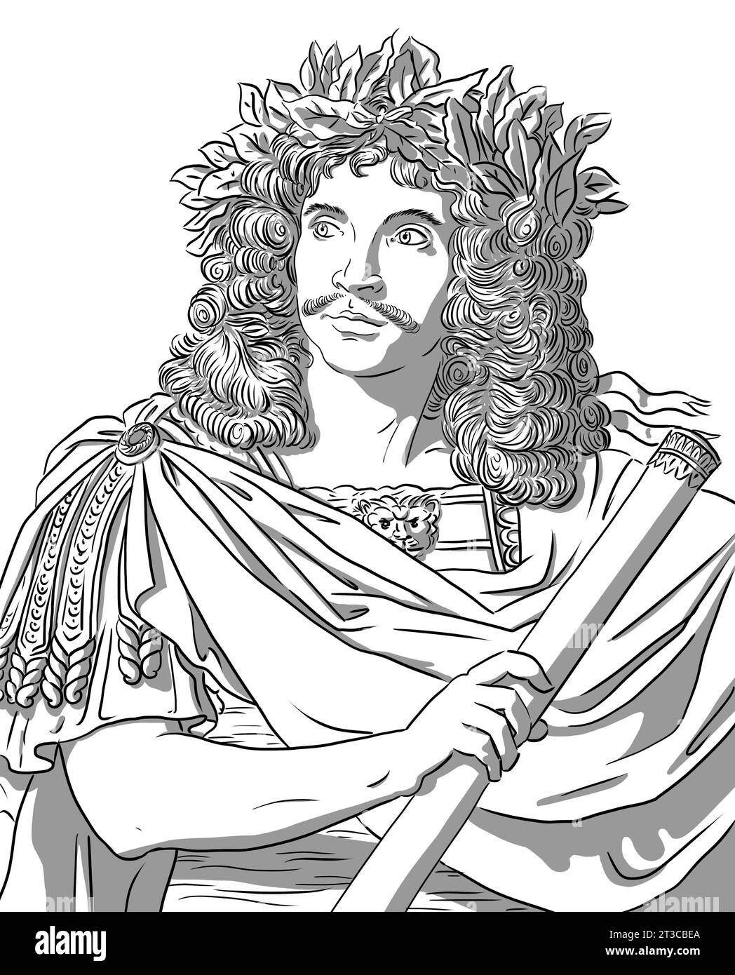 Ritratto di Molière, Jean-Baptiste Poquelin, famoso attore e drammaturgo francese Foto Stock