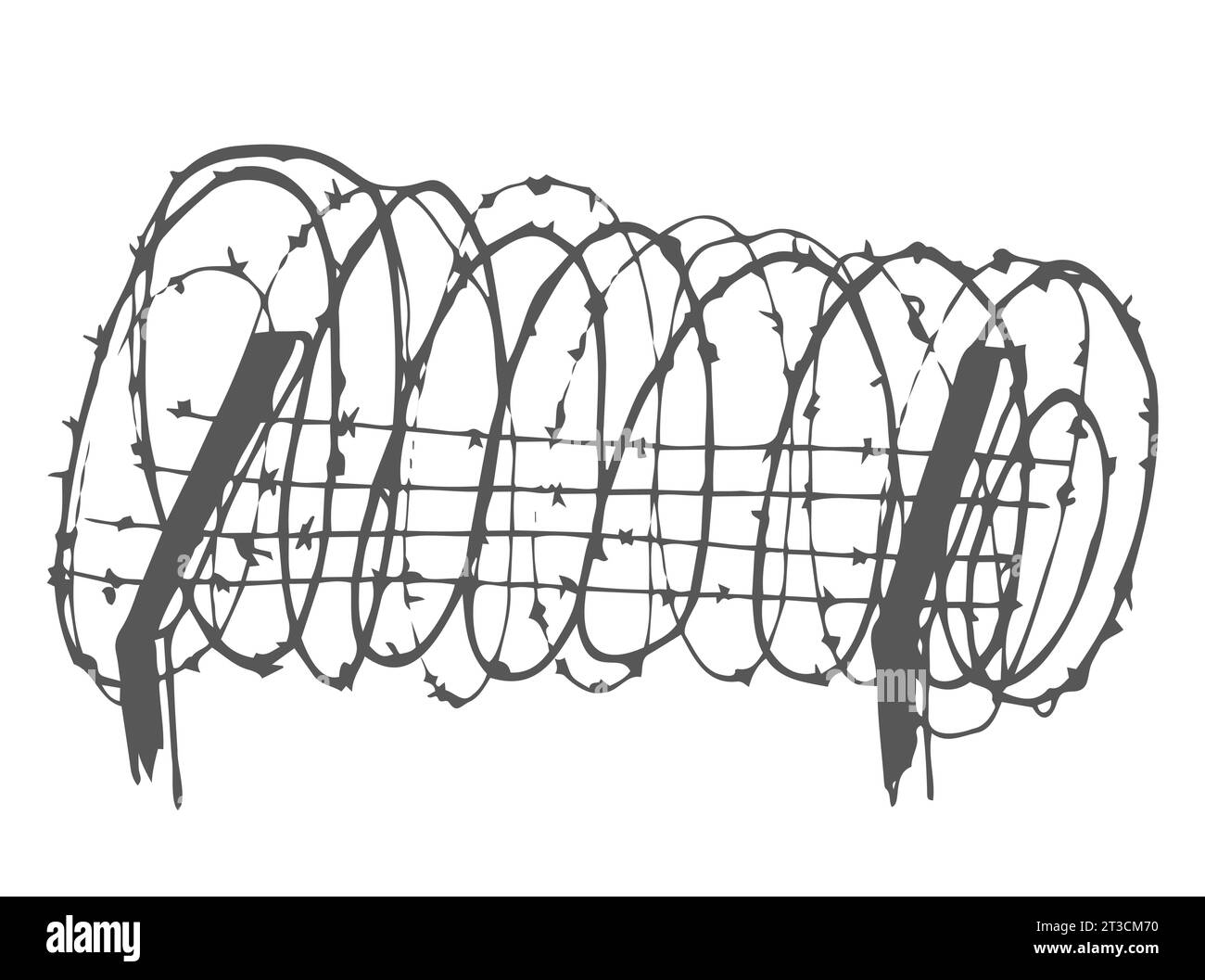 filo spinato metallico con punte affilate per barriera protettiva,  recinzioni industriali e agricole. 5459885 Arte vettoriale a Vecteezy