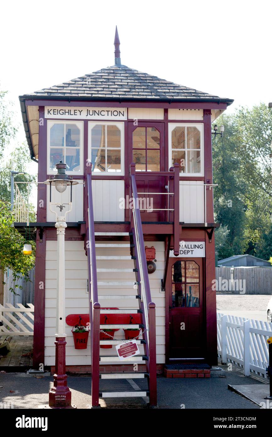 Scatola di segnalazione storica conservata alla stazione di Irlam, Greater Manchester Foto Stock