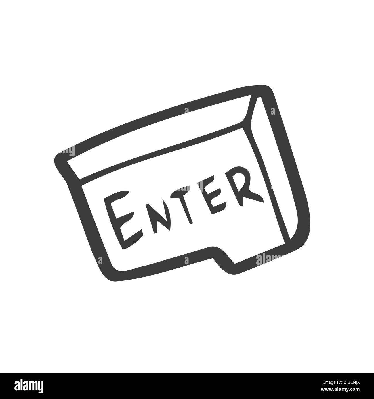 Pulsante Invio illustrazione stile schizzo disegnato a mano Illustrazione Vettoriale