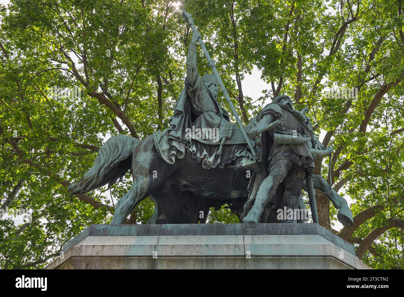 Statua equestre di Carlo Magno e delle sue guardie, Place Jean Paul II, Parigi, Francia Foto Stock