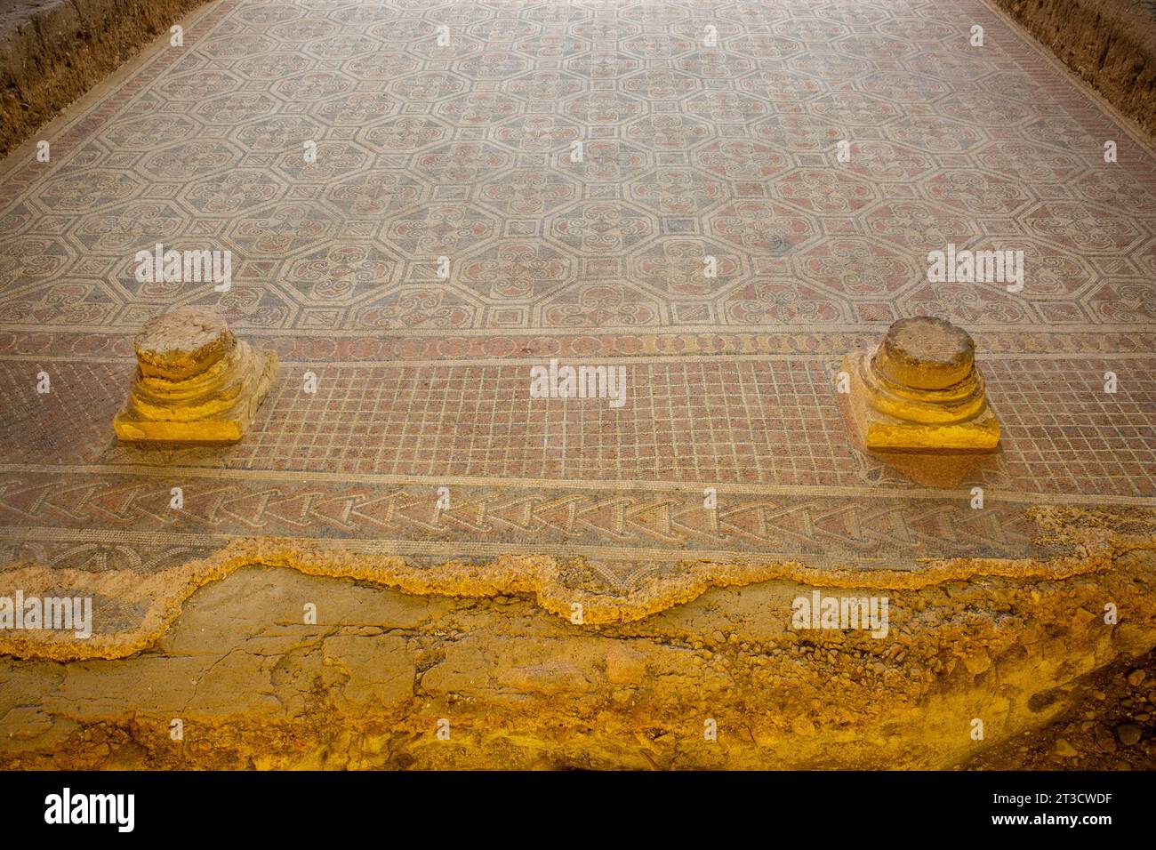 Mosaici romani a Villa Romana la Olmeda vicino a Saldana, Spagna nord-occidentale Foto Stock