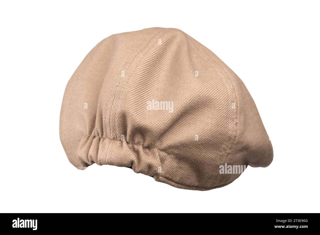 Tappo ascot marrone chiaro isolato su sfondo bianco. Foto Stock
