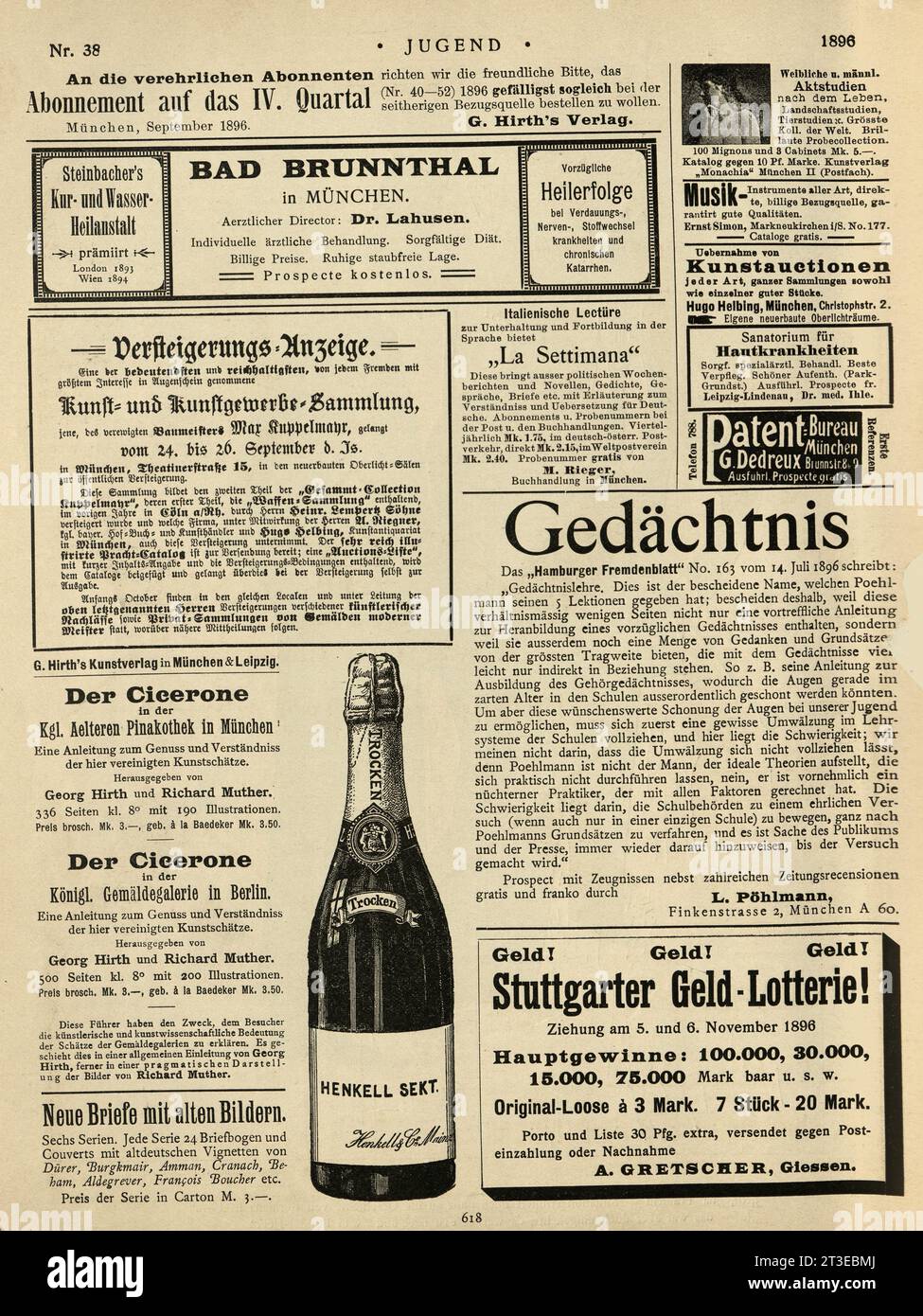 Annunci vintage Jugend, Jugendstil, Art Nouveau, tedesco anni '1890 Foto Stock