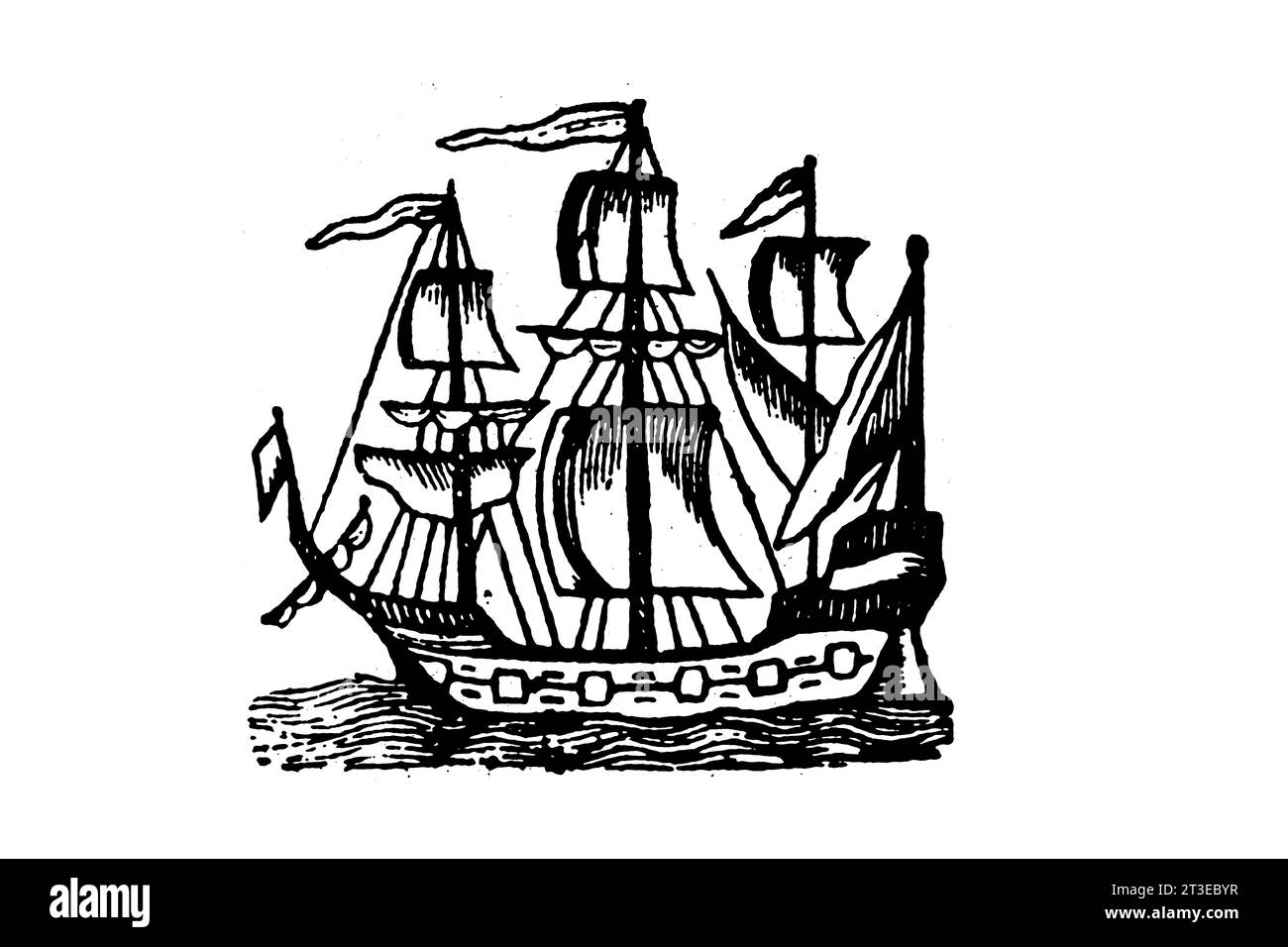 Illustrazione della vecchia barca a vela Foto Stock