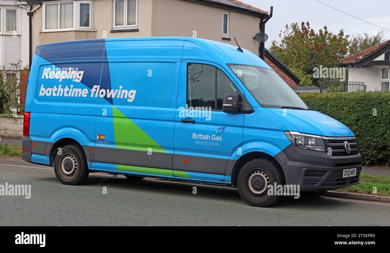 British gas Maintenance Diesel Service Van - mantenimento del flusso del tempo di bagno, a Warrington, Cheshire, Inghilterra, Regno Unito, WA4 2LN Foto Stock