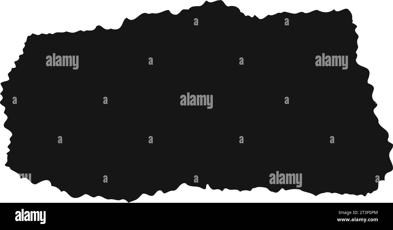 Vecchia trama della mappa papiro. Frammento di carta con bordo ruvido. Etichetta, etichetta, adesivo di cartone strappato. Modello di casella di testo nera vuoto isolato su sfondo bianco. Illustrazione grafica vettoriale Illustrazione Vettoriale