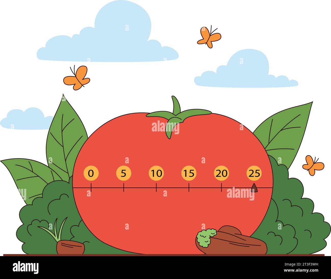 Timer Pomodoro per la gestione del tempo Illustrazione Vettoriale