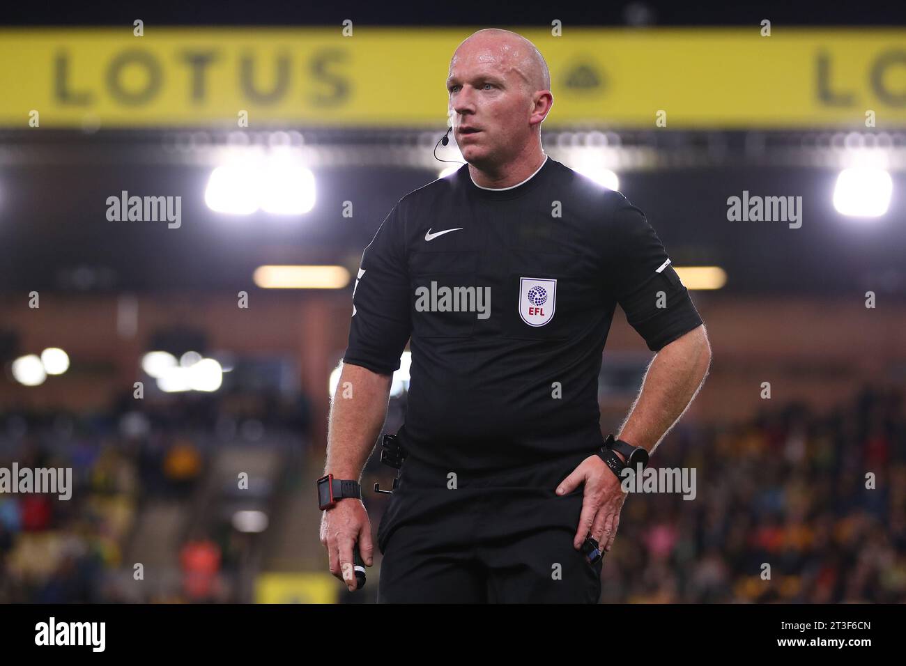 Arbitro, Simon Hooper - Norwich City / Middlesbrough, Sky Bet Championship, Carrow Road, Norwich, Regno Unito - 24 ottobre 2023 solo per uso editoriale - si applicano le restrizioni DataCo Foto Stock