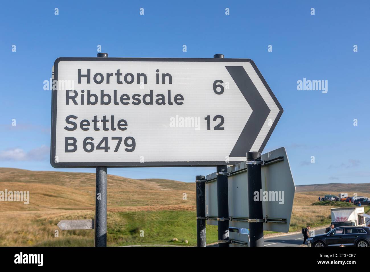 Segui le indicazioni stradali per Horton a Ribblesdale e raggiungi il viadotto Ribblehead. Foto Stock