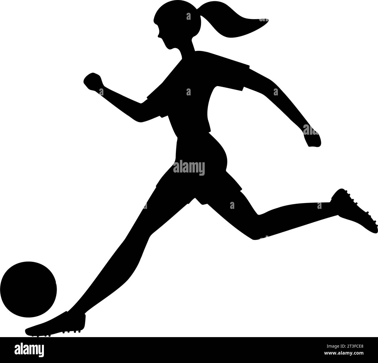 Donna calciatrice che gioca a silhouette. Illustrazione vettoriale Illustrazione Vettoriale