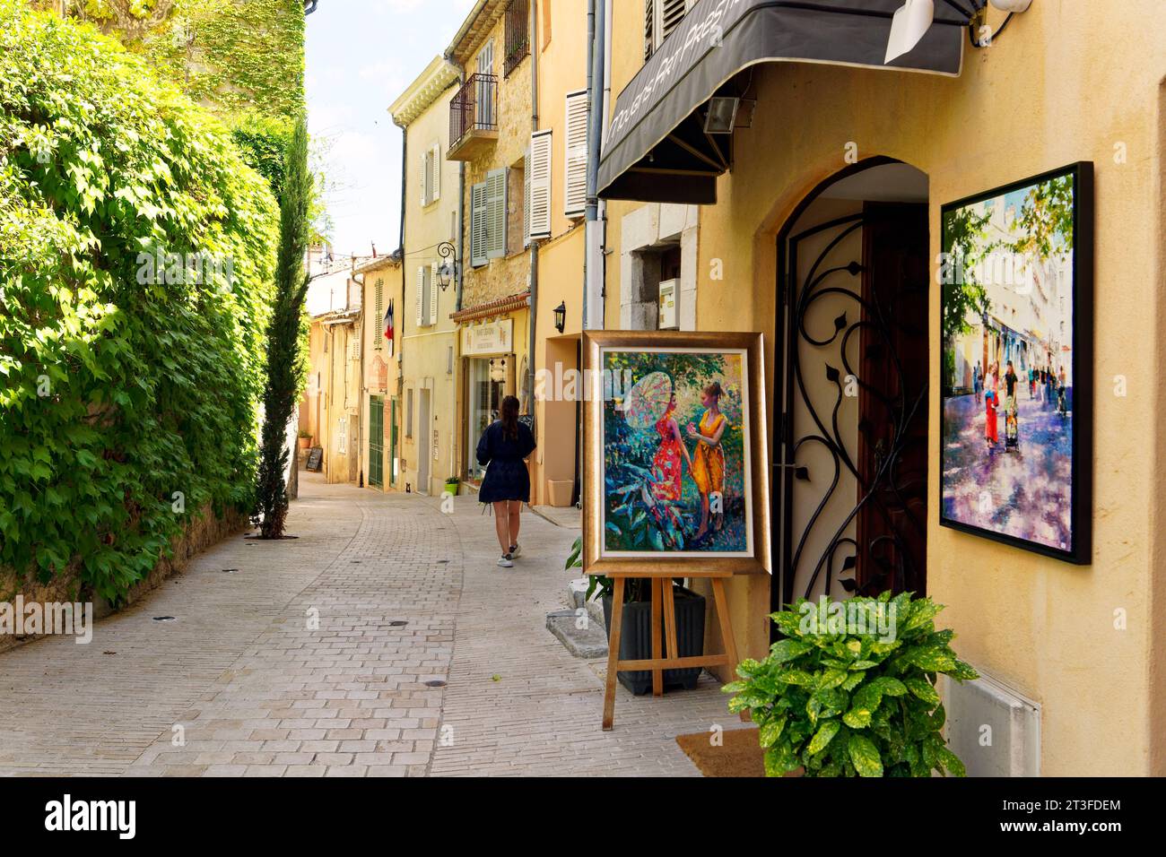 Francia, Alpes Maritimes, Mougins, rue du Maréchal Foch Street Foto Stock