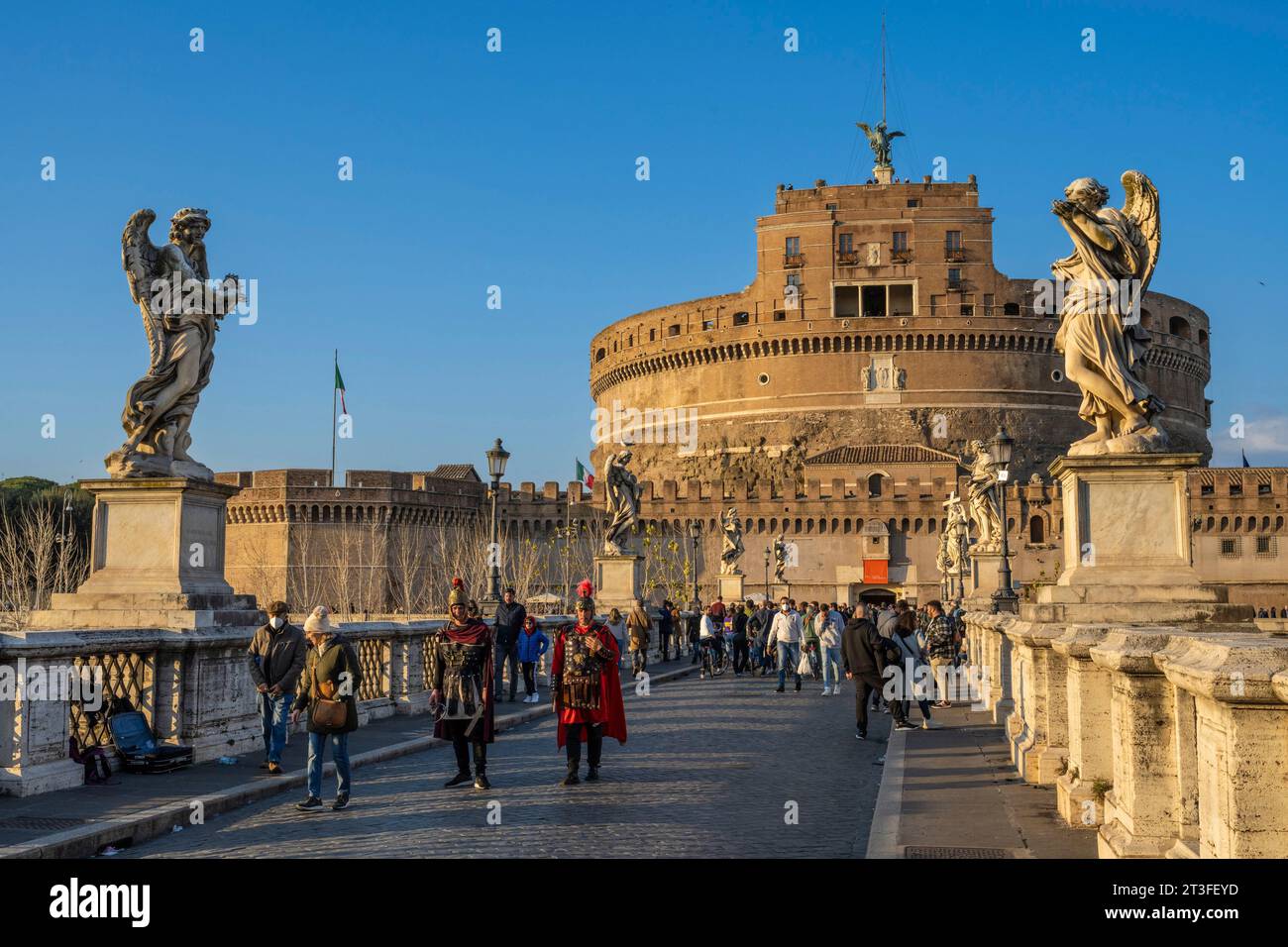 Italia, Lazio, Roma, centro storico, dichiarato Patrimonio dell'Umanità dall'UNESCO, Ponte Sant'Angelo e Castel Sant'Angelo Foto Stock