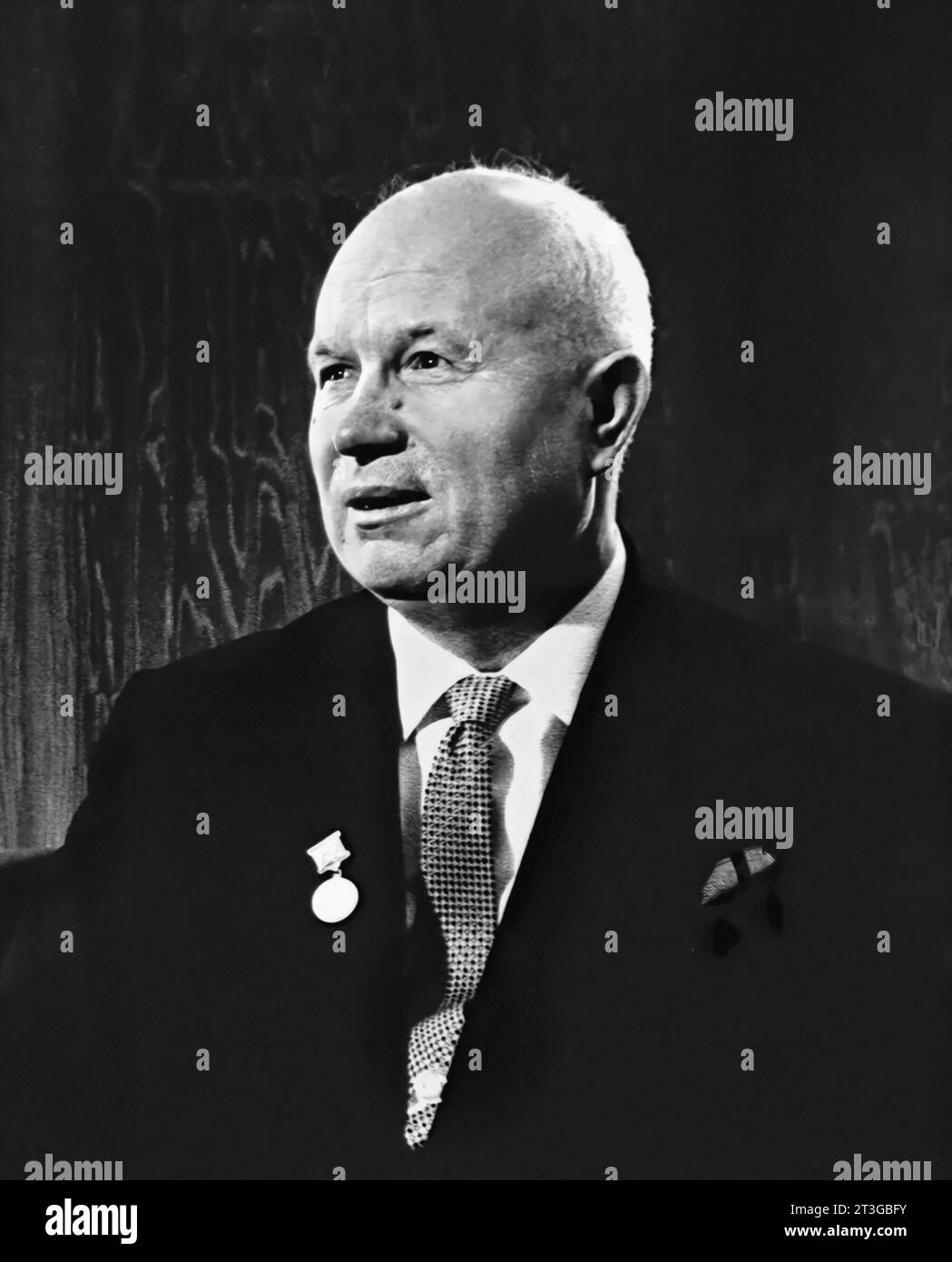 Nikita Khrushchev. Ritratto dell'ex capo dell'Unione Sovietica, Nikita Sergeyevich Khrushchev (1894-1971) nel maggio 1961 Foto Stock