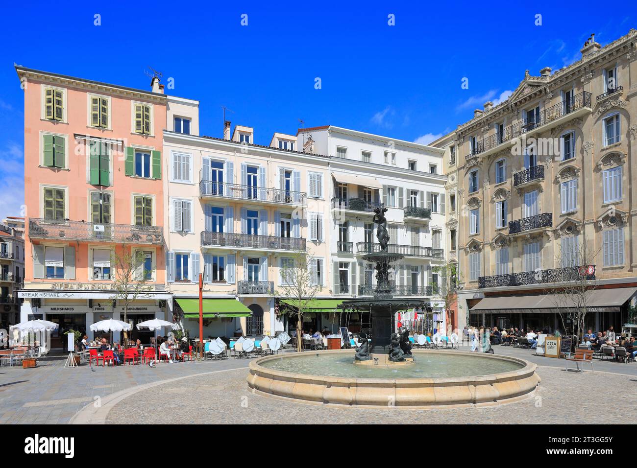 Francia, Alpi marittime, Cannes, Place du General de Gaulle, fontana del XIX secolo Foto Stock