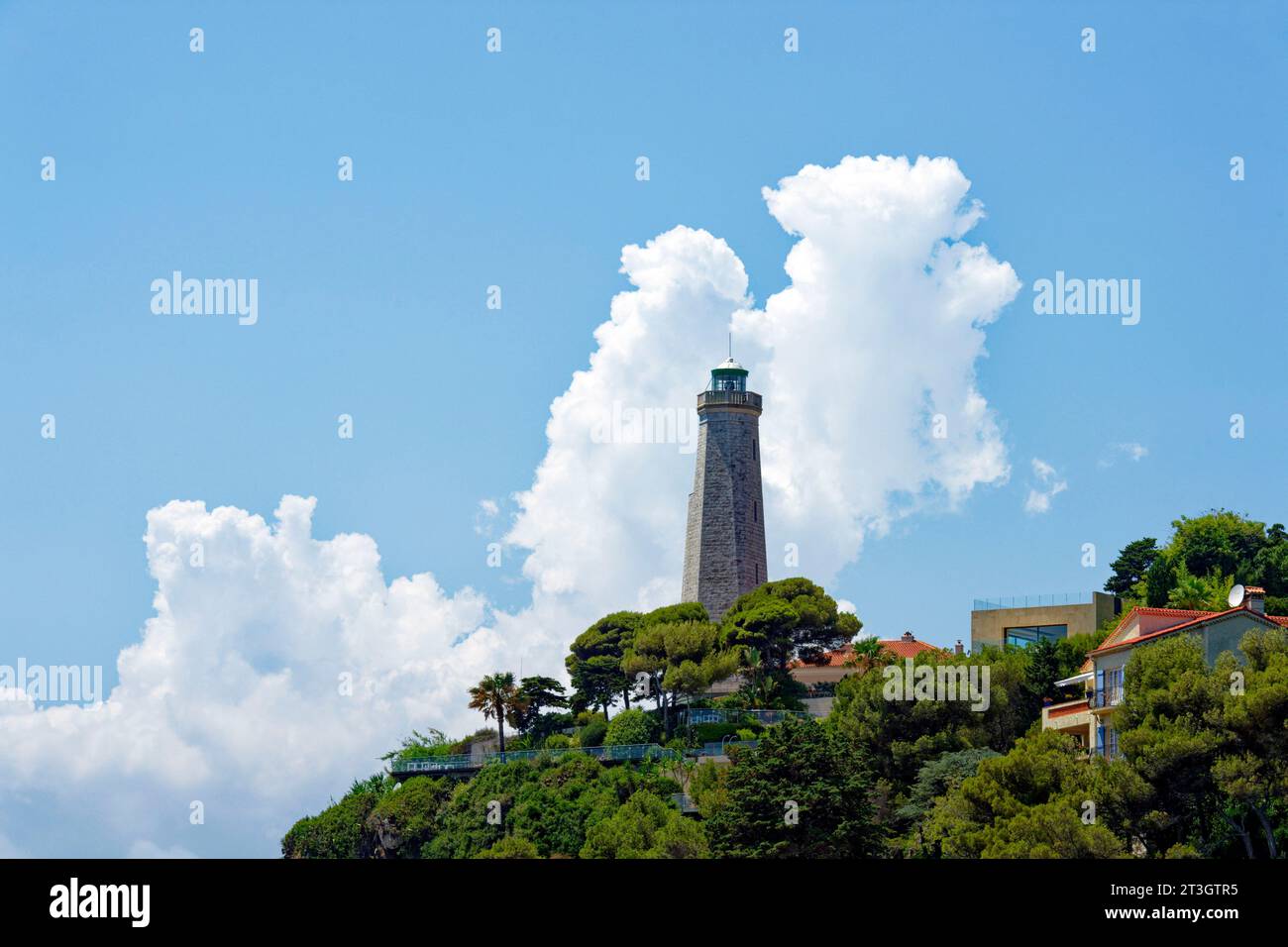 Francia, Alpes Maritimes, Saint Jean Cap Ferrat, il faro di Cap Ferrat Foto Stock