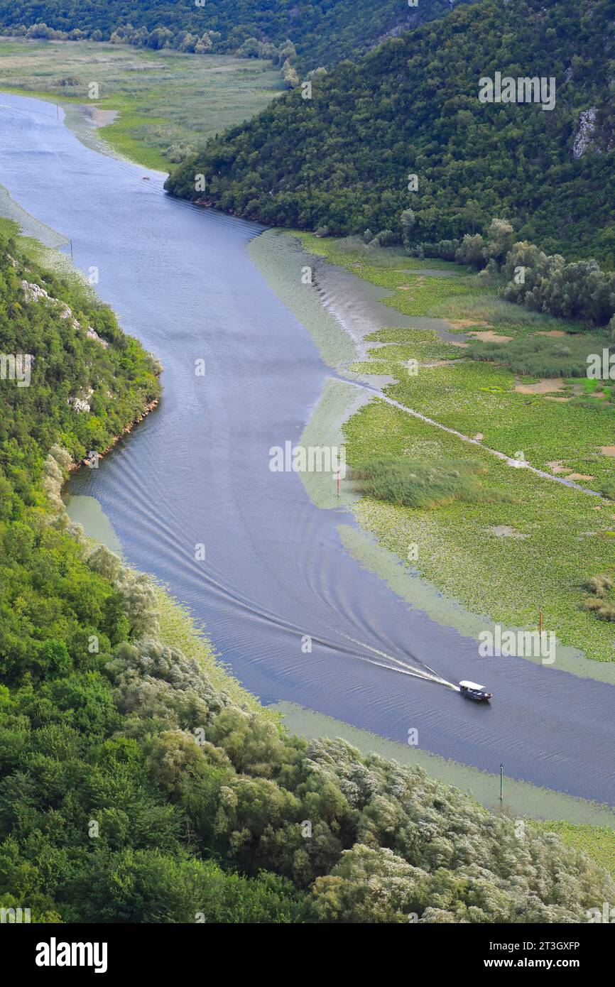 Montenegro, Lago Skadar (Lago Shkodra), Parco Nazionale Skadar, fiume Crnojevica, fiume Crnojevica Foto Stock