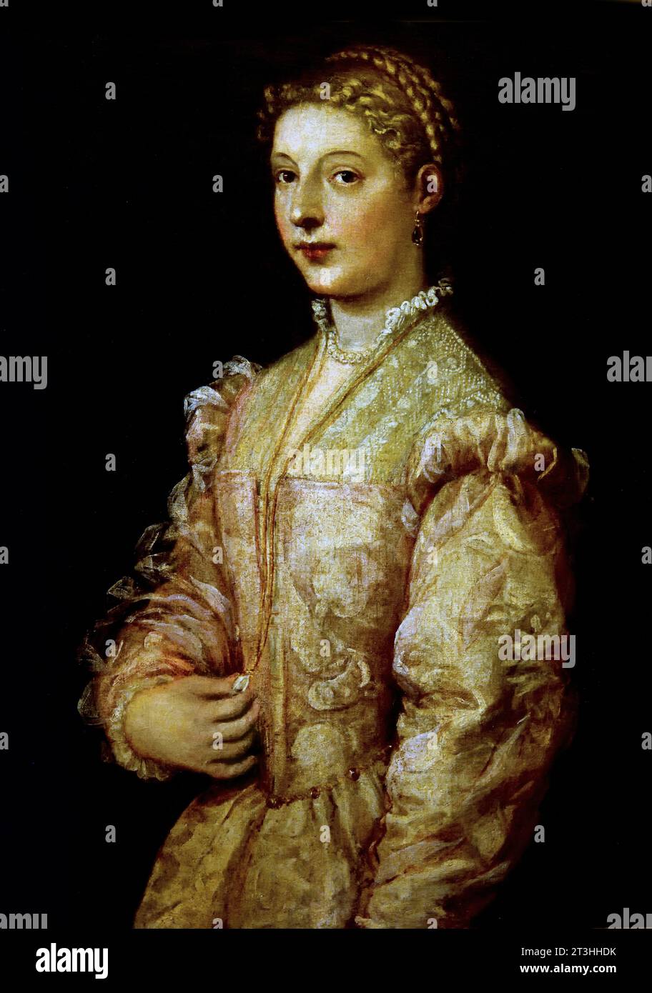 Ritratto di Lavinia Vecellio 1545 Museo Tiziano. Italia. Foto Stock