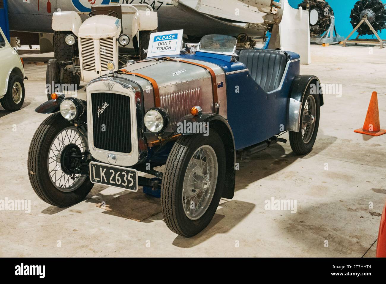 Un'auto d'epoca Austin 7 Ruby del 1935 in mostra al Tairāwhiti Aviation Museum di Gisborne, nuova Zelanda Foto Stock