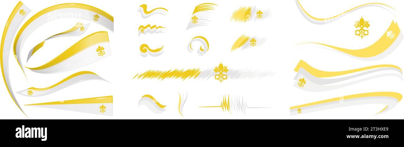 Elementi di impostazione della bandiera del Vaticano, illustrazione vettoriale su sfondo bianco Illustrazione Vettoriale