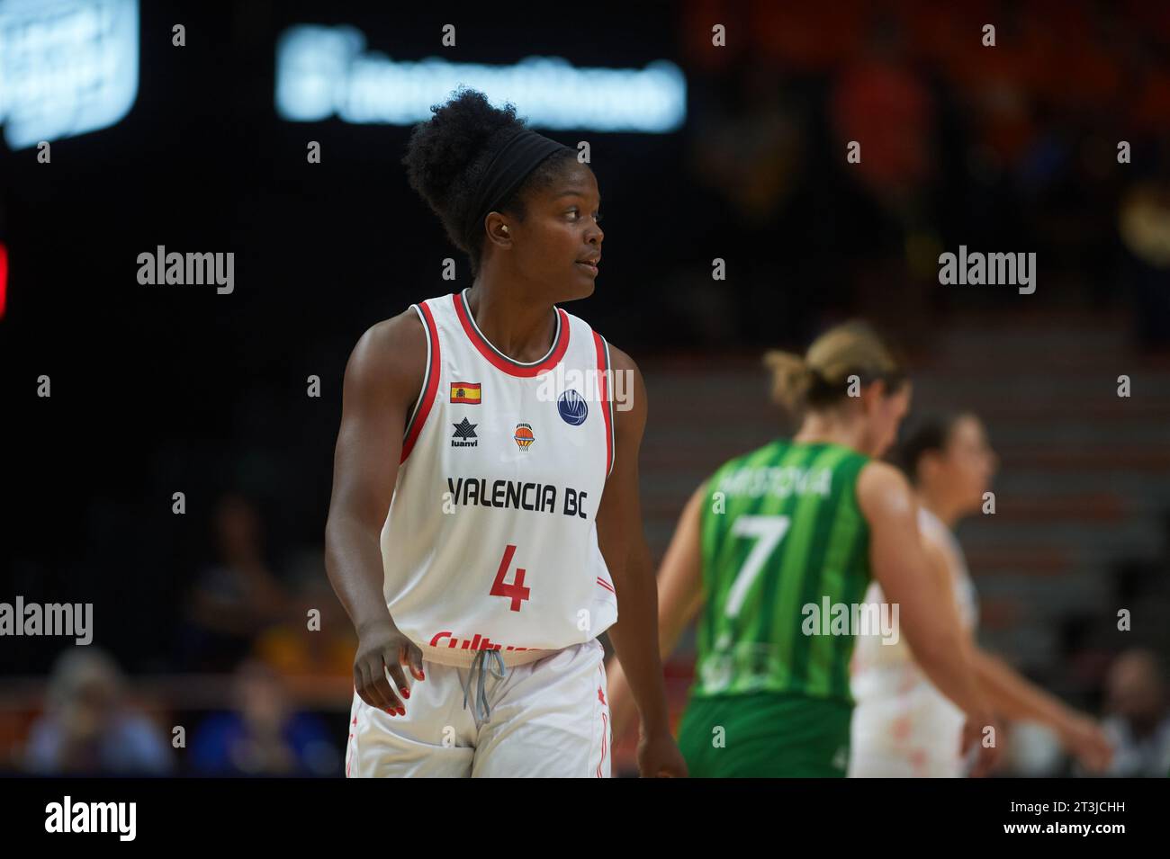 Nadia Fingall del Valencia Basket in azione durante il quarto round di Euro League femminile il 25 ottobre 2023 al Pavillon Fuente de San Luis (Valencia,Euro L Foto Stock