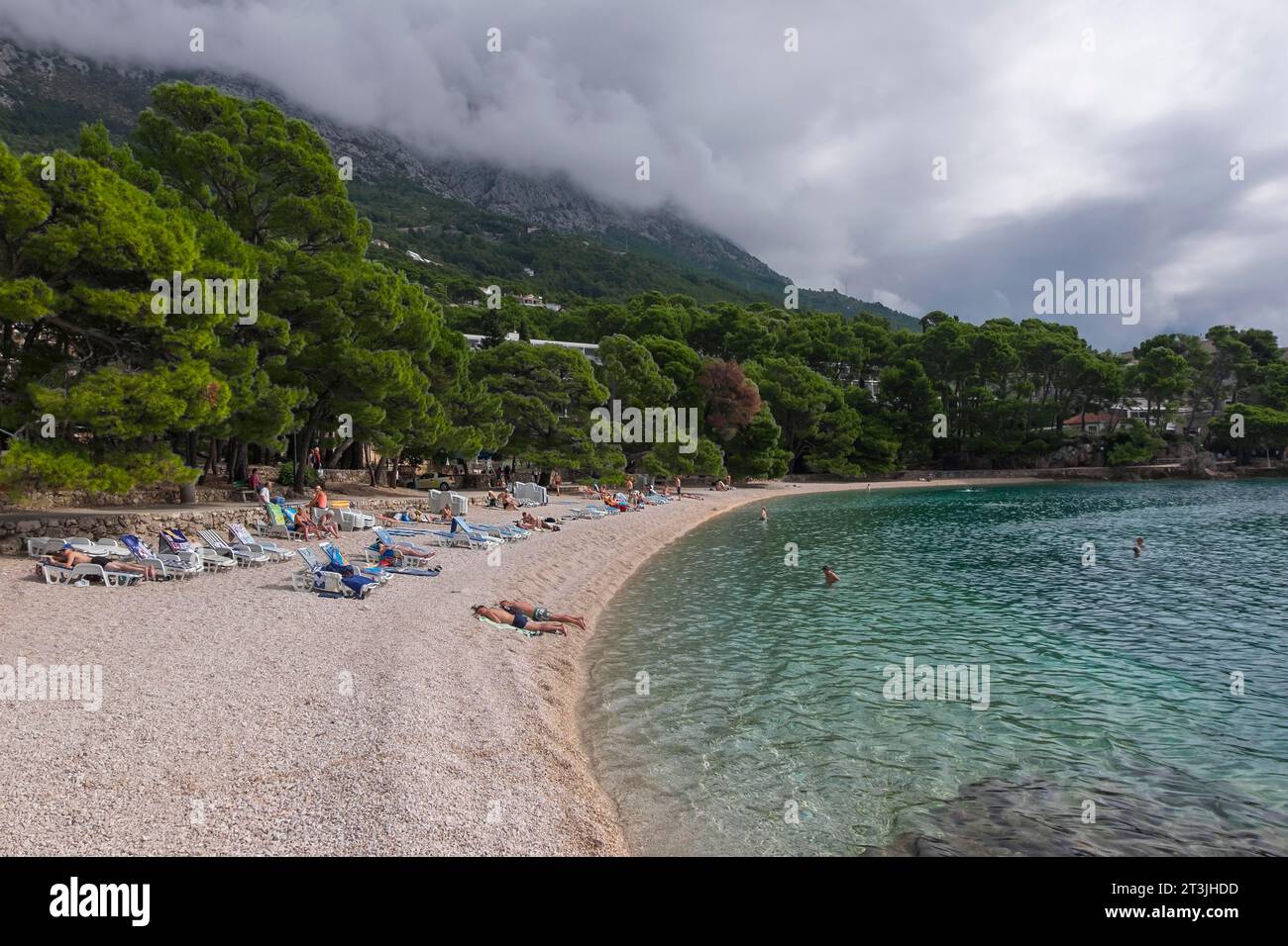 Spiaggia di Punta rata, Riviera di Makarska, Brela, Croazia Foto Stock