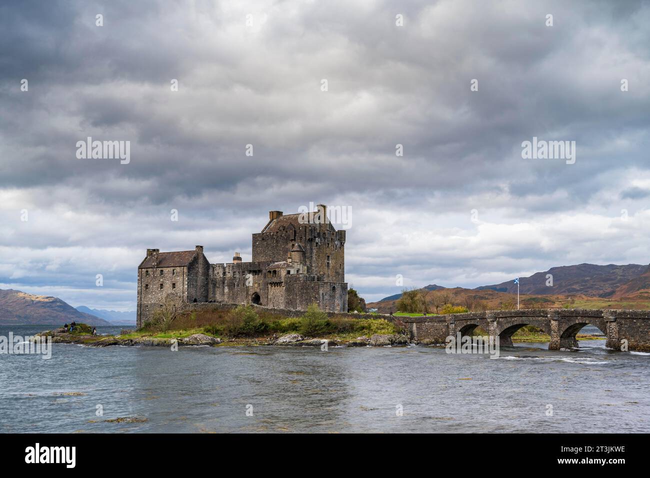 Castle Eilean Donan, Loch Duich, Western Highlands, vicino all'Isola di Skye, Scozia, Regno Unito Foto Stock