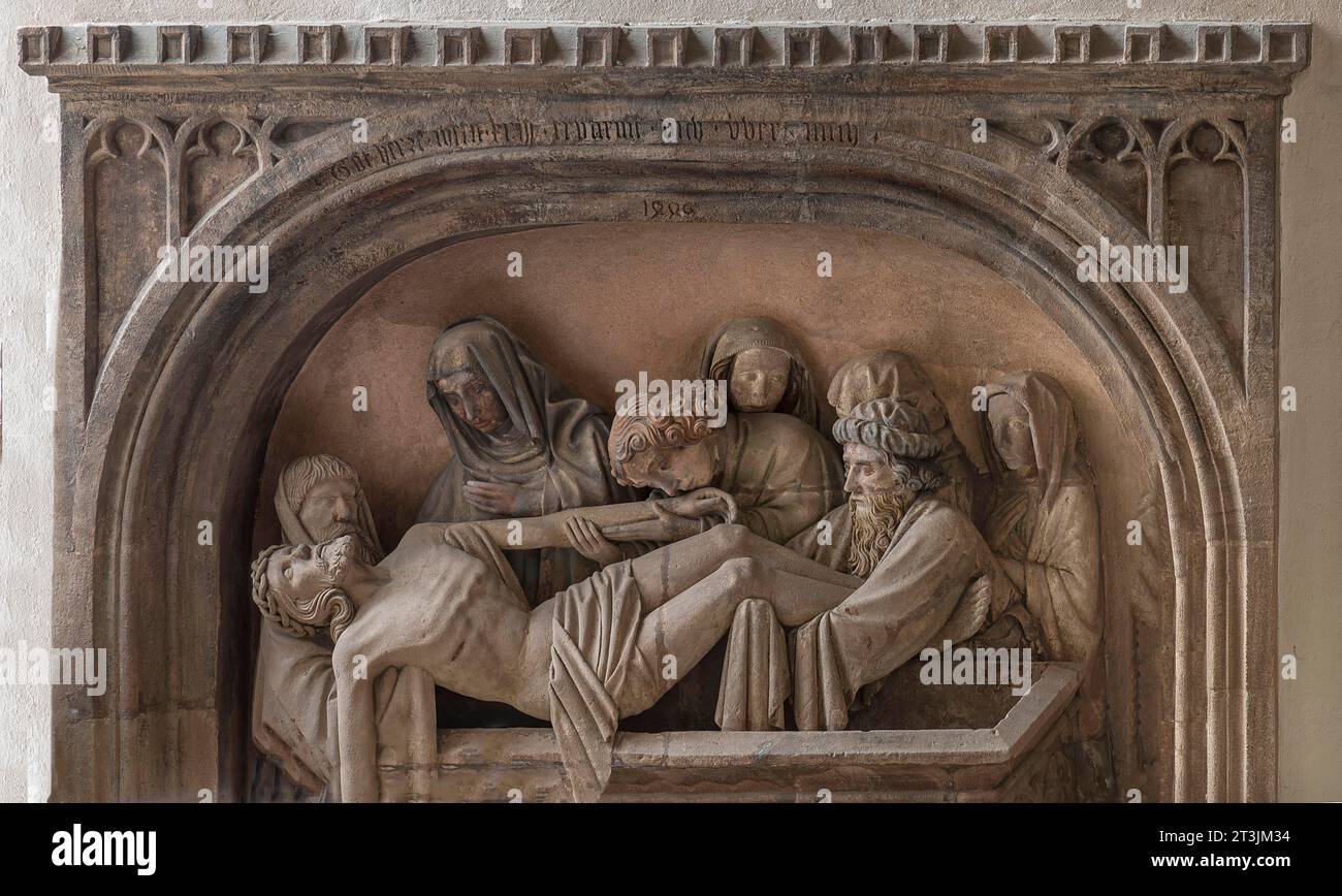 Entombment of Christ, 1146, Unknown artist, Egidienkirche, Norimberga, Franconia centrale, Baviera, Germania Foto Stock