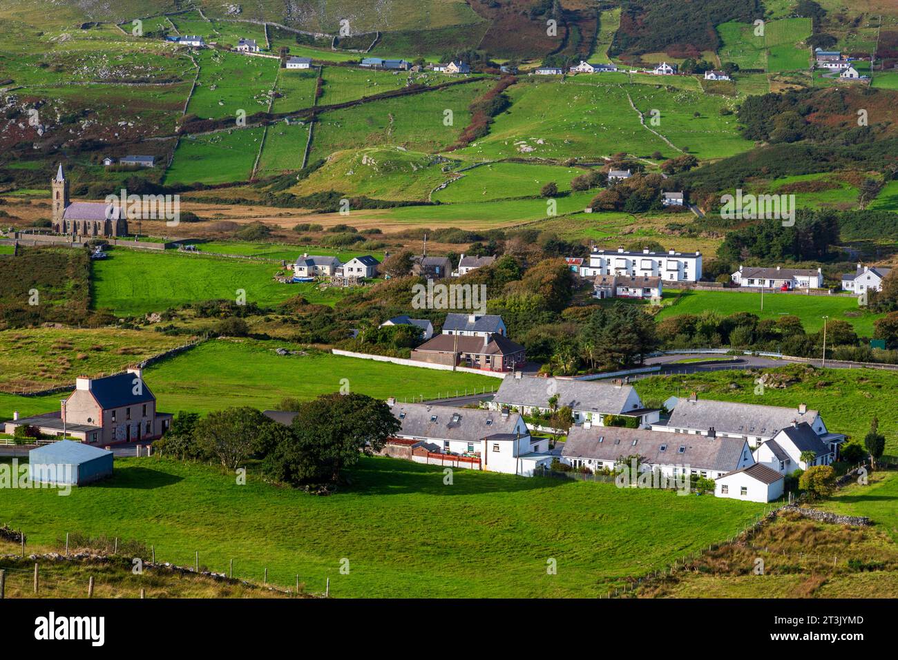 Glencolumbkille Village, Contea di Donegal, Irlanda Foto Stock