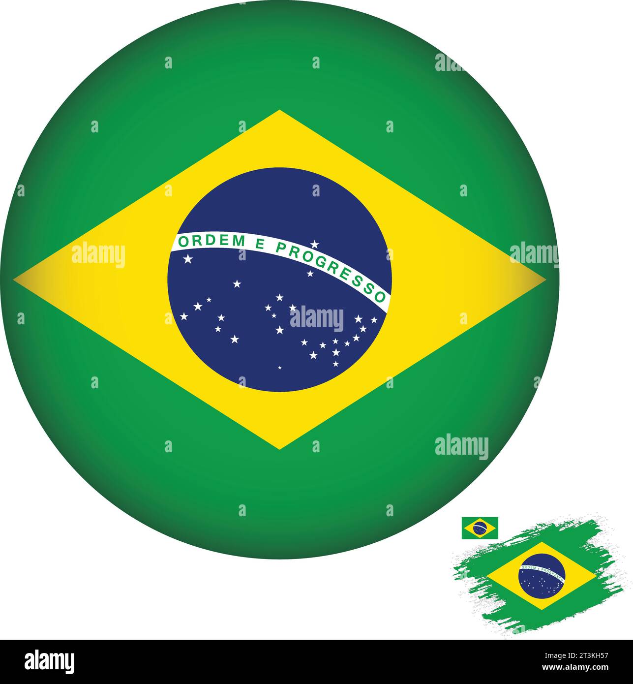 Bandiera del Brasile, forma rotonda Illustrazione Vettoriale