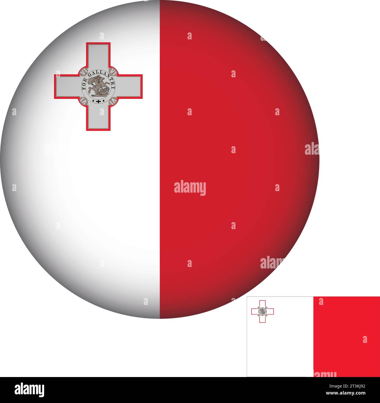 Bandiera Malta a forma rotonda Illustrazione Vettoriale