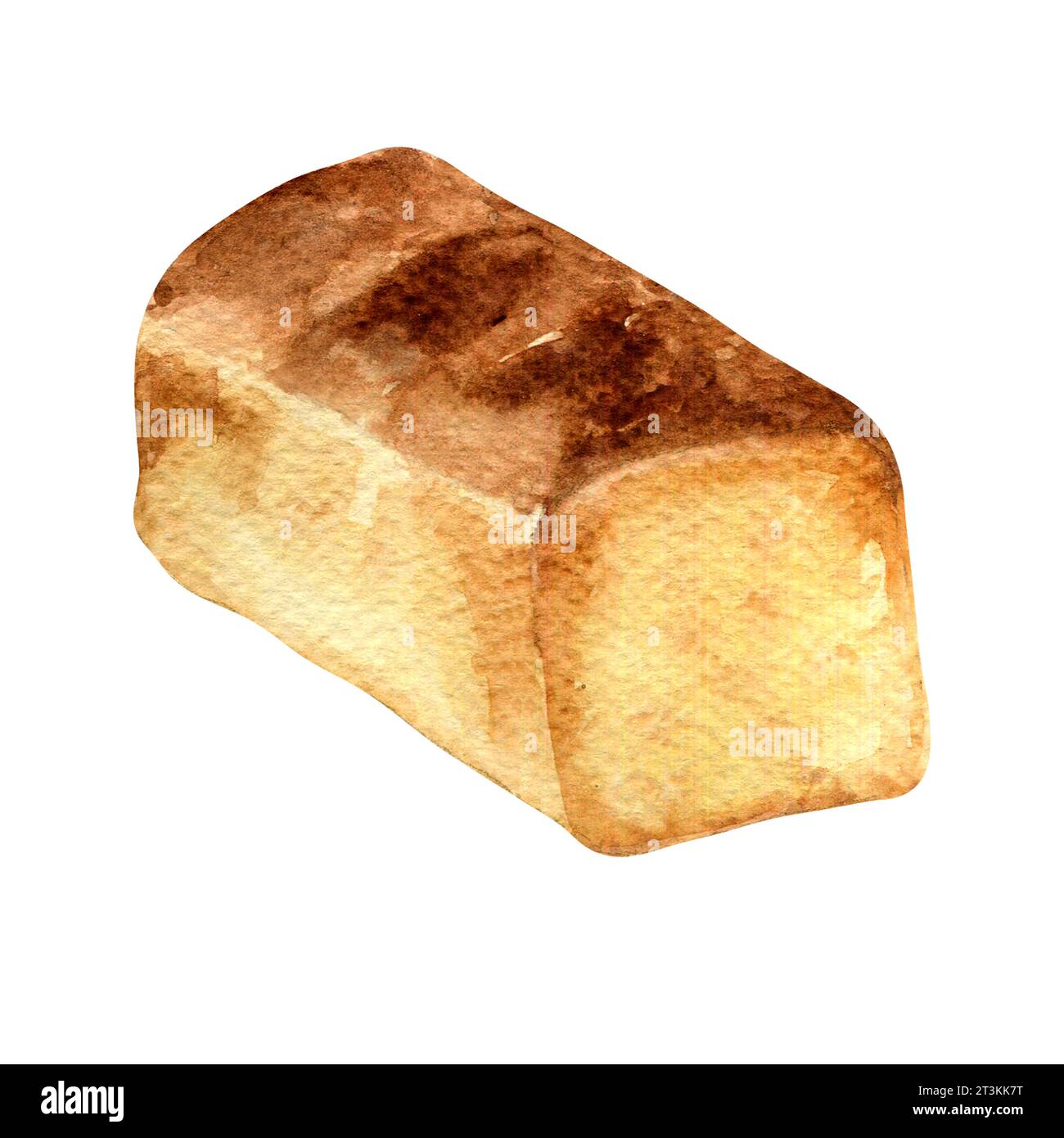 Illustrazione di pane fresco acquerello intero isolato su sfondo bianco. Toast disegnati a mano per panetteria. Pane bianco dipinto. Elemento per la segnaletica di design, Foto Stock