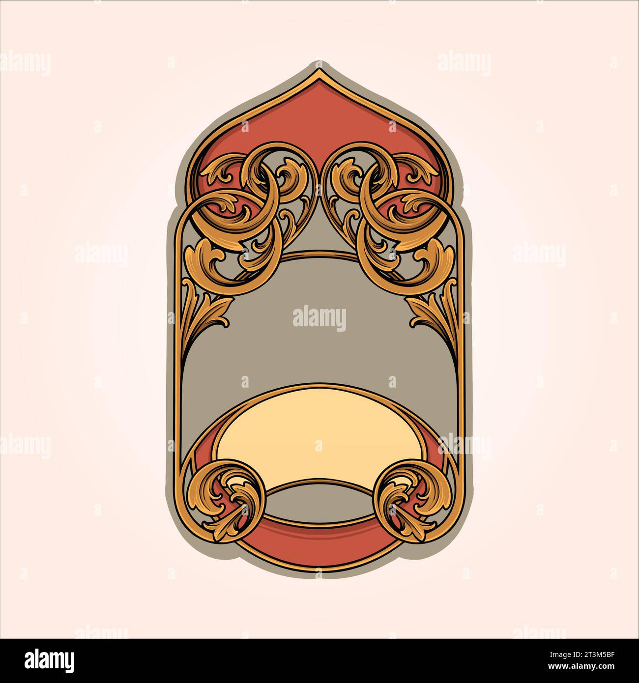 Cornici classiche di lusso Art Nouveau illustrazioni vettoriali per il logo del tuo lavoro, t-shirt di merchandisse, adesivi e disegni di etichette, poster, saluto CA Illustrazione Vettoriale